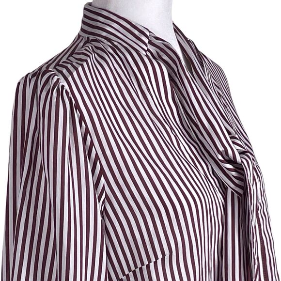 NWT ANTHROPOLOGIE MAEVE Tie-Neck Blouse Size Small Long Sleeve Red White Stripes - Picture 9 of 16